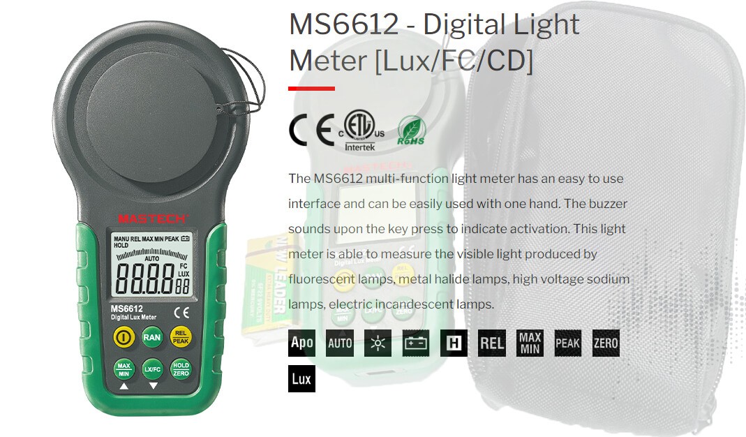 خرید-فروش لوکس متر دیجیتال مستک مدل MASTECH MS6612