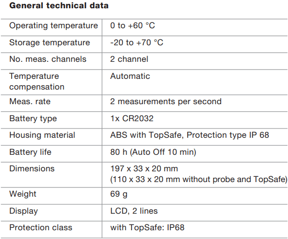 مشخصات فنی دستگاه PH متر مایعات تستو مدل TEST 206-PH1 